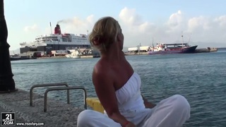 Lucky Kathia Nobili shows her beautiful forms outside Thumbnail