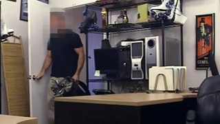 Ebony babe sucks off and gets pounded by pawn keeper Thumbnail