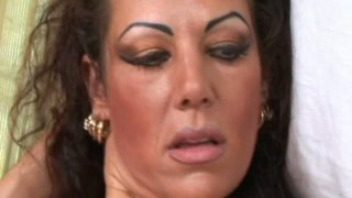 Voluptuous brunette milf Anjelica Lauren fucking in the office Thumbnail