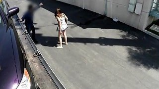 Redhead hottie sucking big dick in tow truck Thumbnail