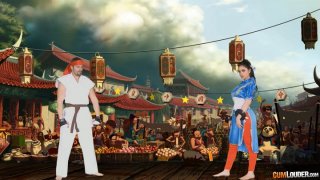 Busty brunette cum-fighter does her best Thumbnail