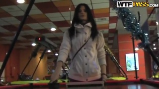 Arousing babe Nika gets nasty in public toilet Thumbnail