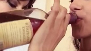 Hot german sluts share huge dildo in wild lesbian action Thumbnail