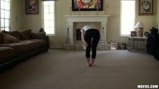 Flexible babe Casi James stretches on a cam and later gives a head in a POV video Thumbnail