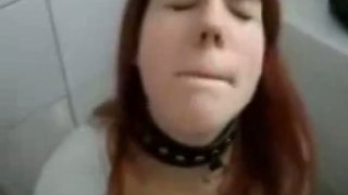 Horn-mad nerd joins her boyfriend in the toilet for sucking his tool ardently Thumbnail