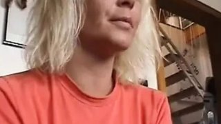 Amateur blonde mature gets taken home and jerked off on her face close up cumshot Thumbnail